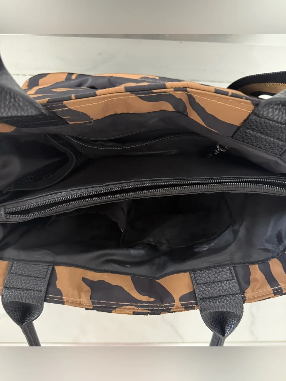 Think Royln Tiger Print Quilted Tote Crossbody Bag w/ Utility Pockets